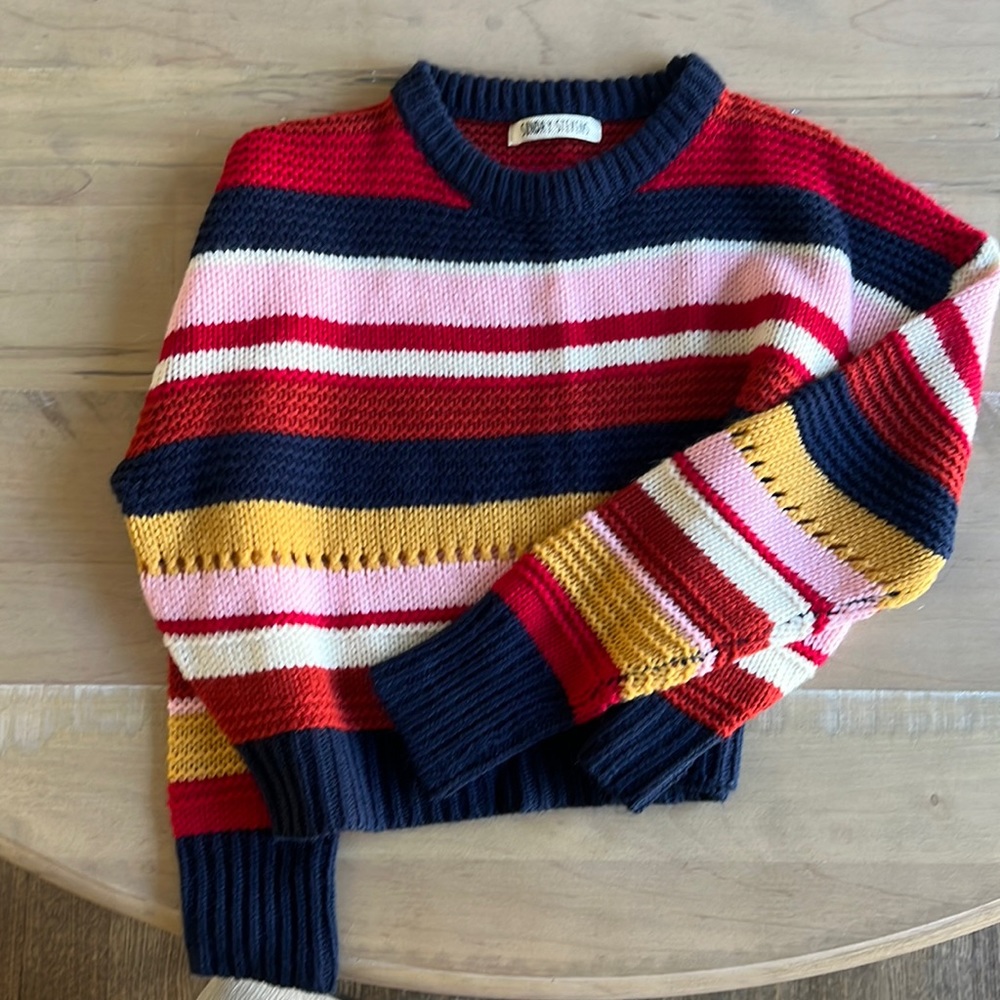 Sweater multi striped classic colors. Excellent condition. Worn once. Soft